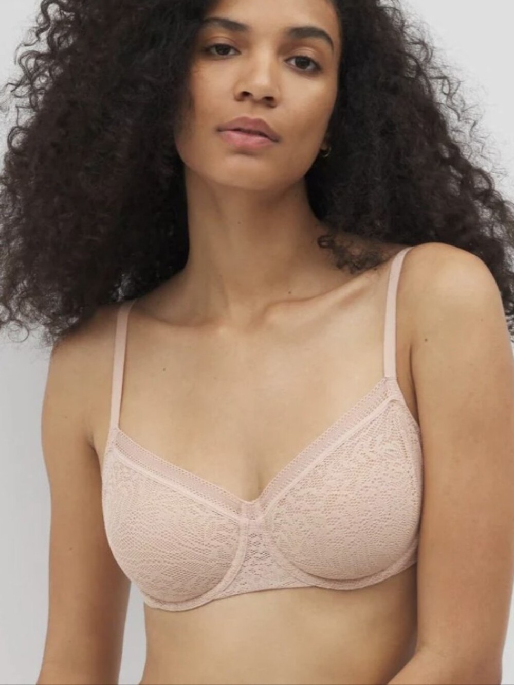 Soma Unlined Plunge Bra 38D Blush Pink Stretch Lace Underwire Lingerie